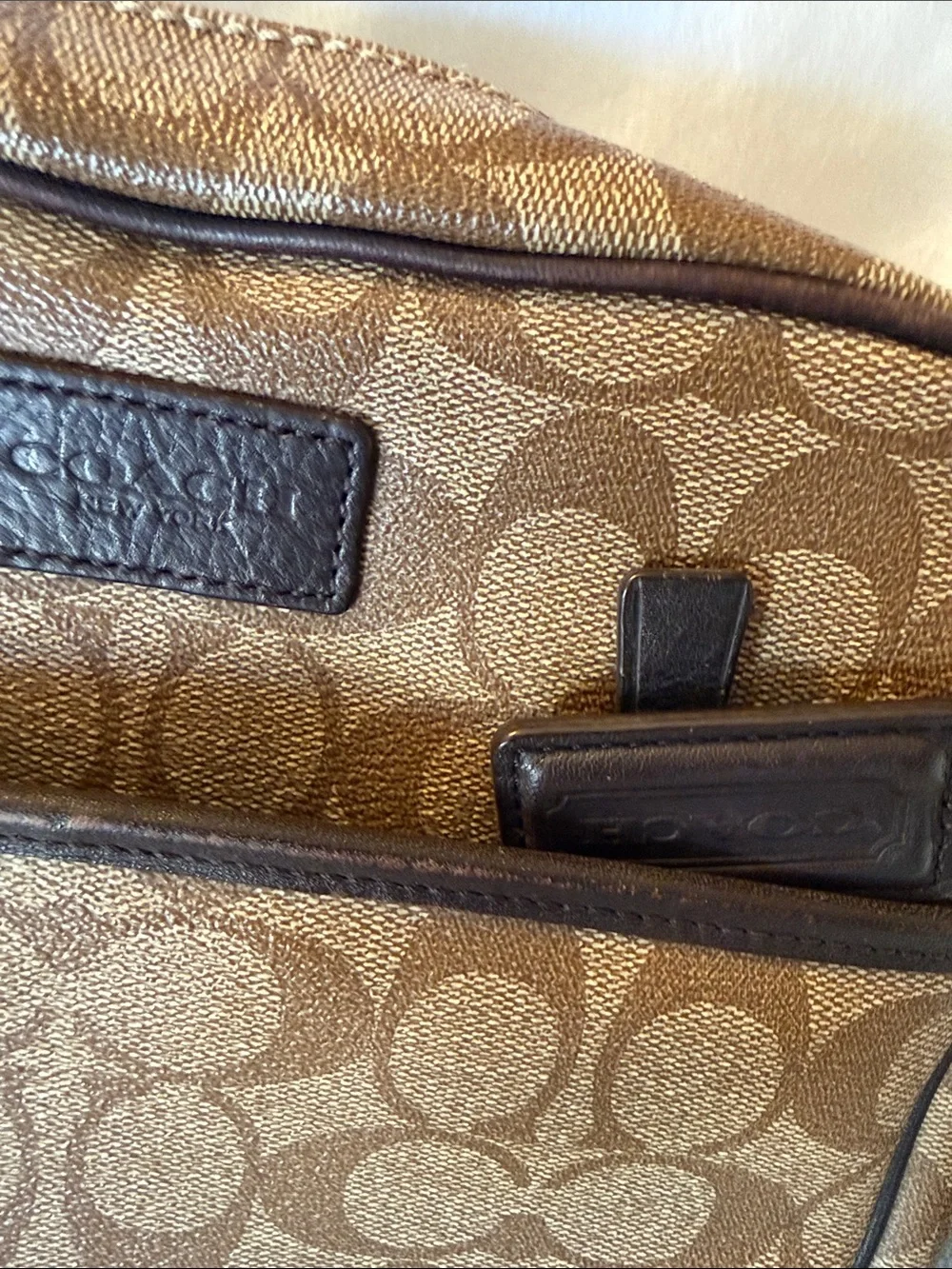 Coach Brown Signature Canvas Laptop Messenger and Crossbody Set